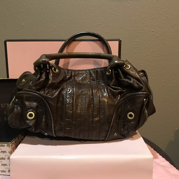 SOLD Juicy Couture vintage leather satchel cowhide USED - Picture 3 of 16